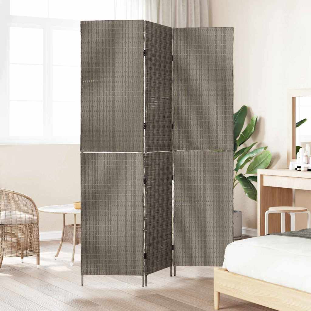 Room Divider Folding Manual Grey 146 x 180 cm Poly Rattan