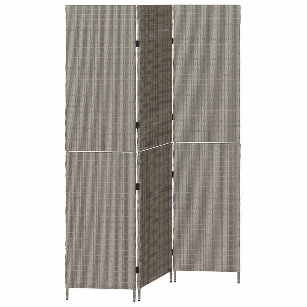 Room Divider Folding Manual Grey 146 x 180 cm Poly Rattan