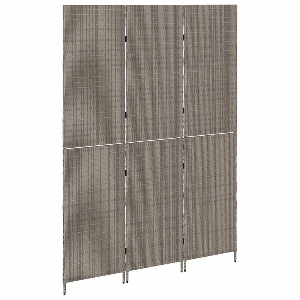 Room Divider Folding Manual Grey 146 x 180 cm Poly Rattan