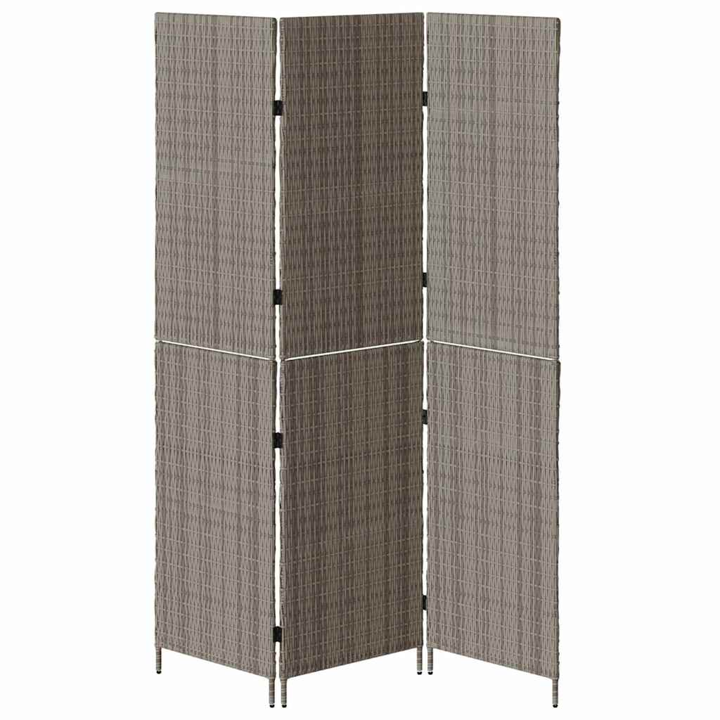 Room Divider Folding Manual Grey 146 x 180 cm Poly Rattan