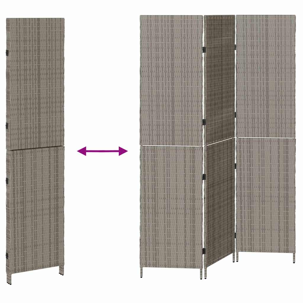 Room Divider Folding Manual Grey 146 x 180 cm Poly Rattan