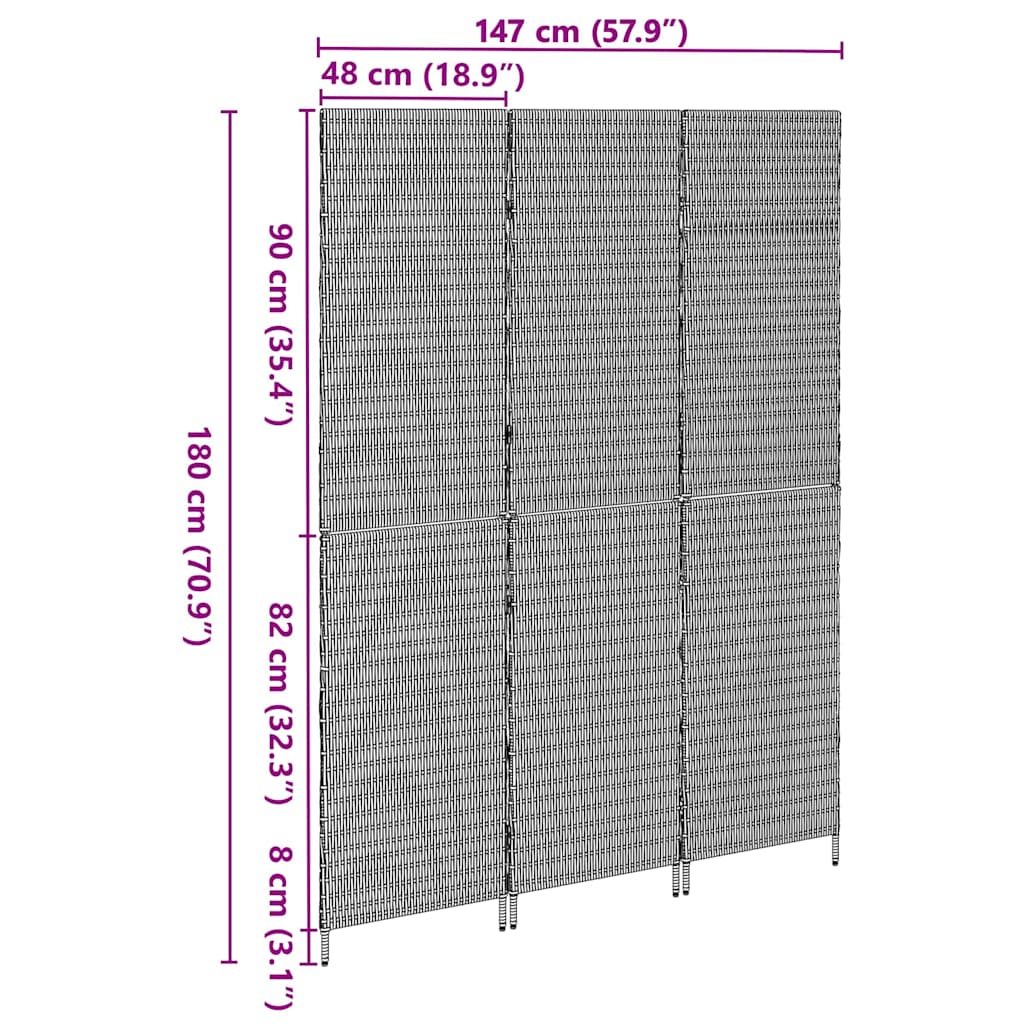 Room Divider Folding Manual Beige 147 x 180 cm Poly Rattan
