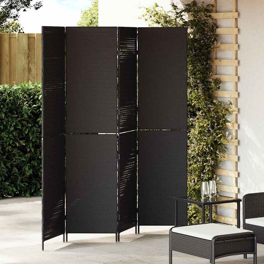 Room Divider Black 195 x 180 cm Poly Rattan