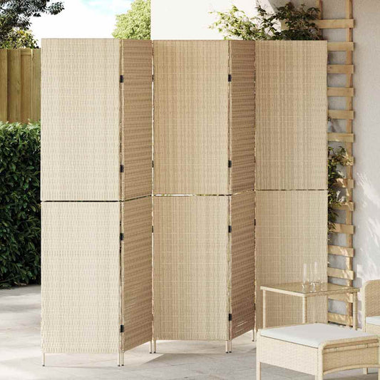 Room Divider Beige 242 x 180 cm Poly Rattan