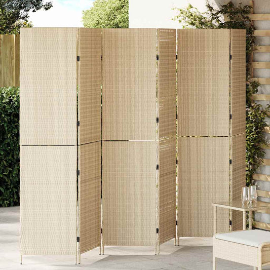 Room Divider Beige 292 x 180 cm Poly Rattan