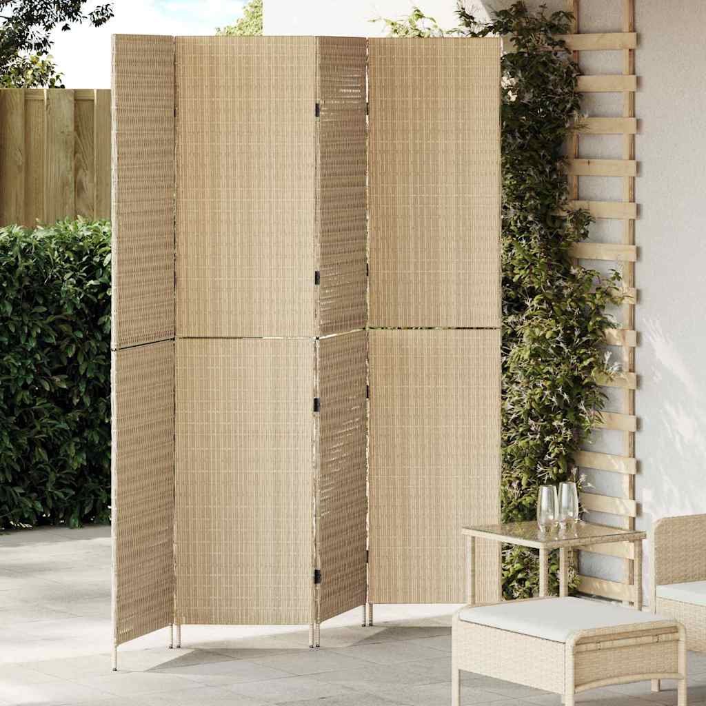 Room Divider Beige 195 x 200 cm Poly Rattan