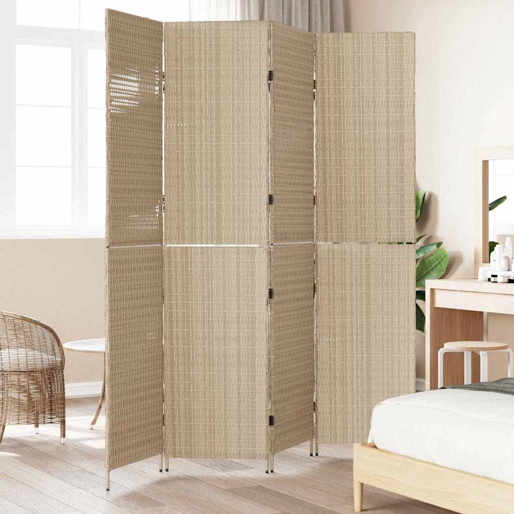 Room Divider Beige 195 x 200 cm Poly Rattan