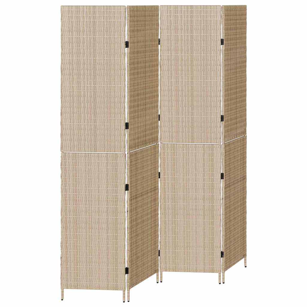 Room Divider Beige 195 x 200 cm Poly Rattan