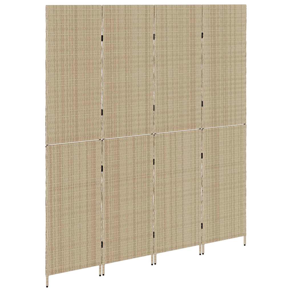 Room Divider Folding Manual Beige 195 x 180 cm Poly Rattan