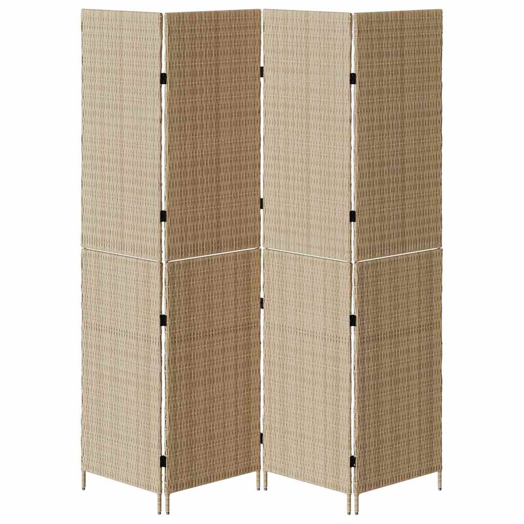 Room Divider Beige 195 x 200 cm Poly Rattan