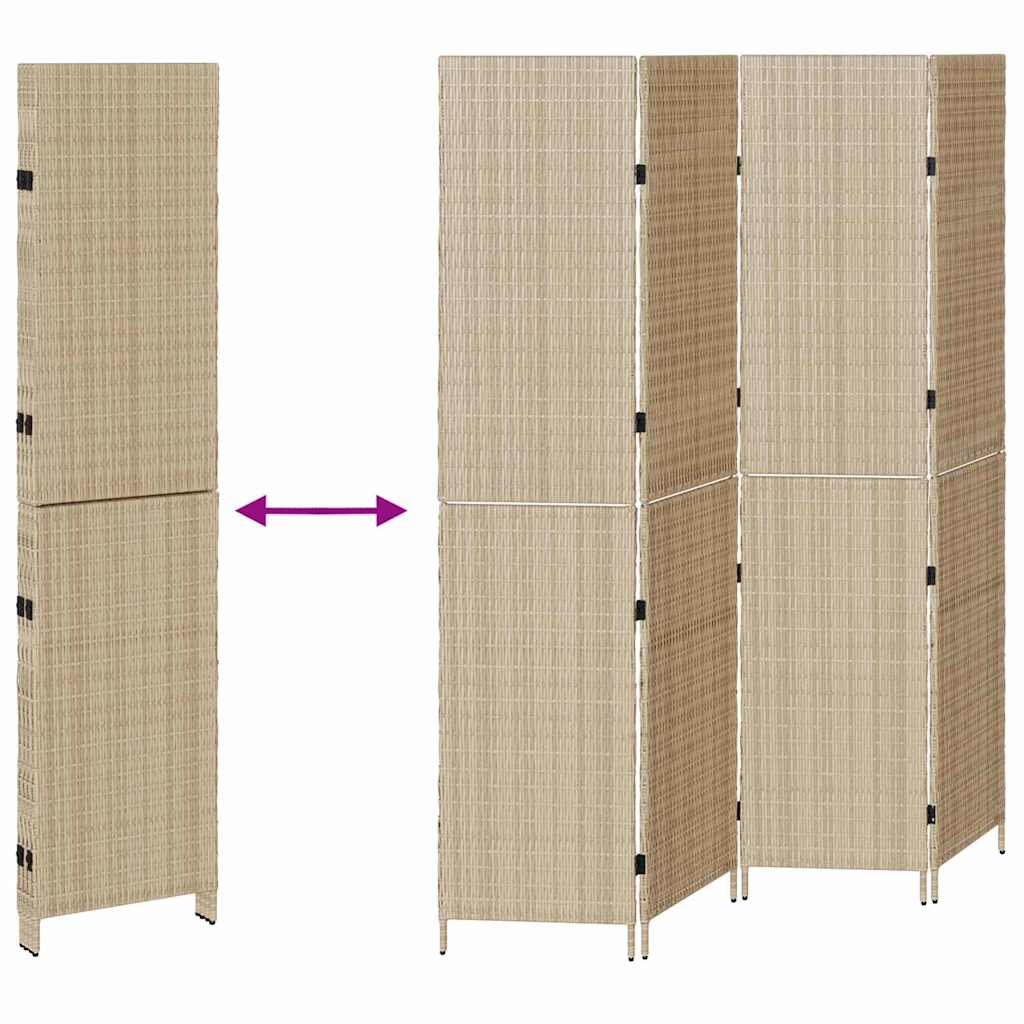 Room Divider Folding Manual Beige 195 x 180 cm Poly Rattan