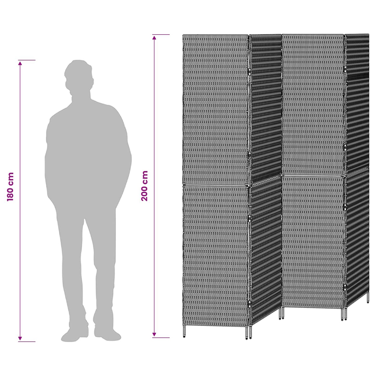 Room Divider Beige 195 x 200 cm Poly Rattan