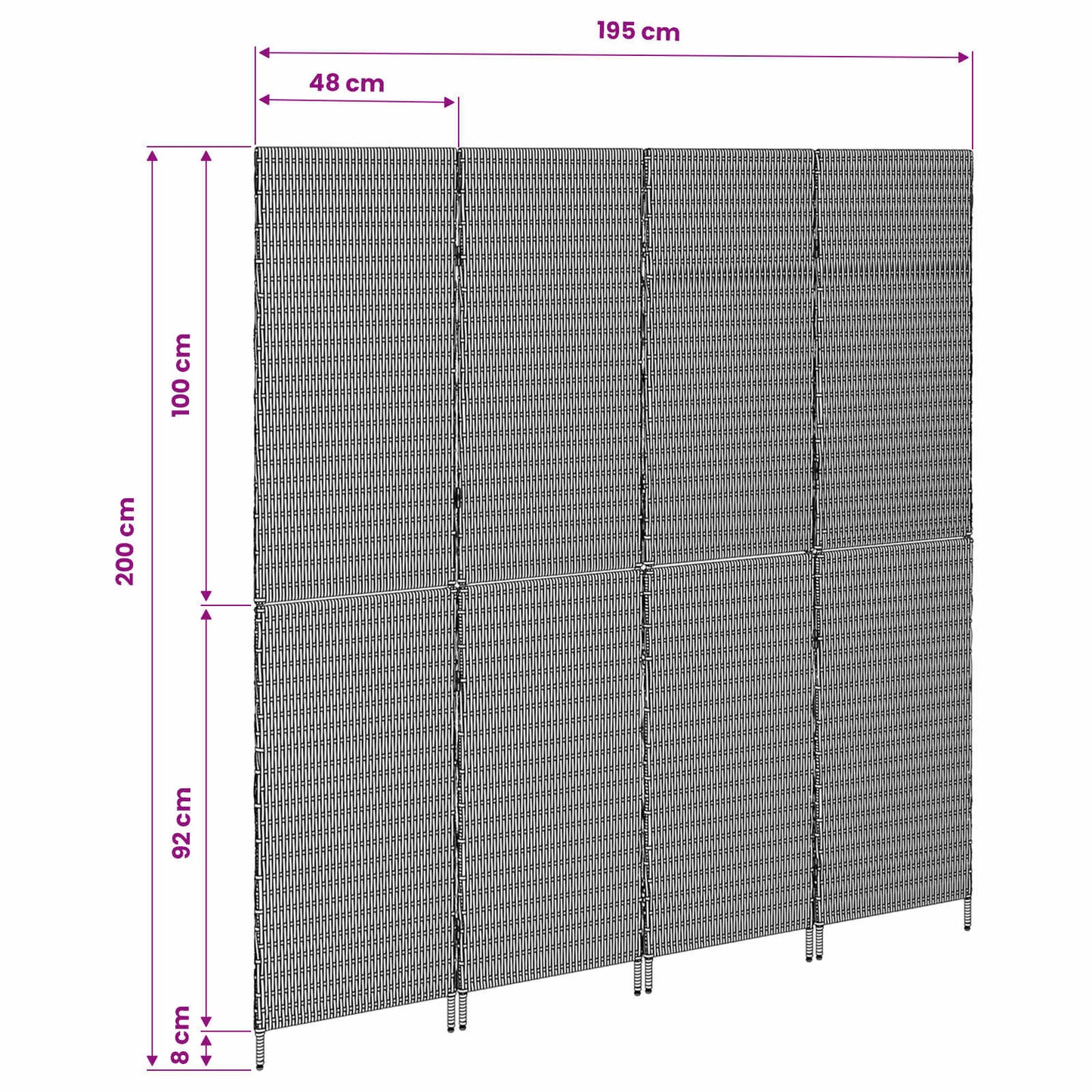Room Divider Beige 195 x 200 cm Poly Rattan
