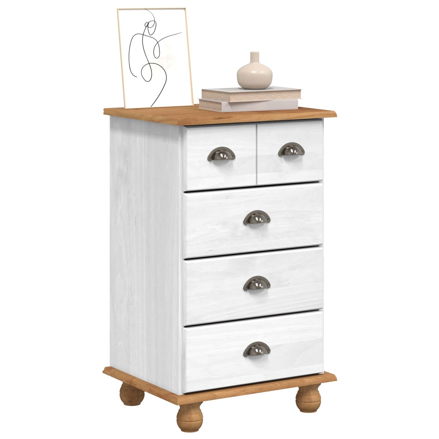 Chest of Drawer ASKIM White 45.8 x 40 x 79 cm Solid Pine Wood