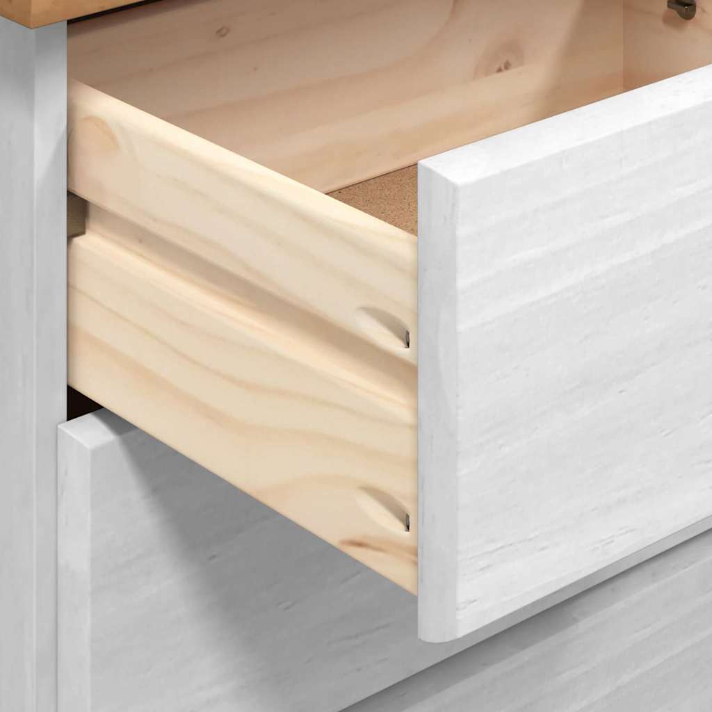 Chest of Drawer ASKIM White 91 x 40 x 95.5 cm Solid Pine Wood