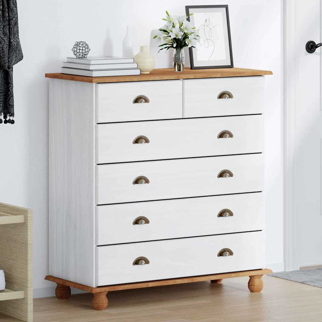 Chest of Drawer ASKIM White 91 x 40 x 95.5 cm Solid Pine Wood