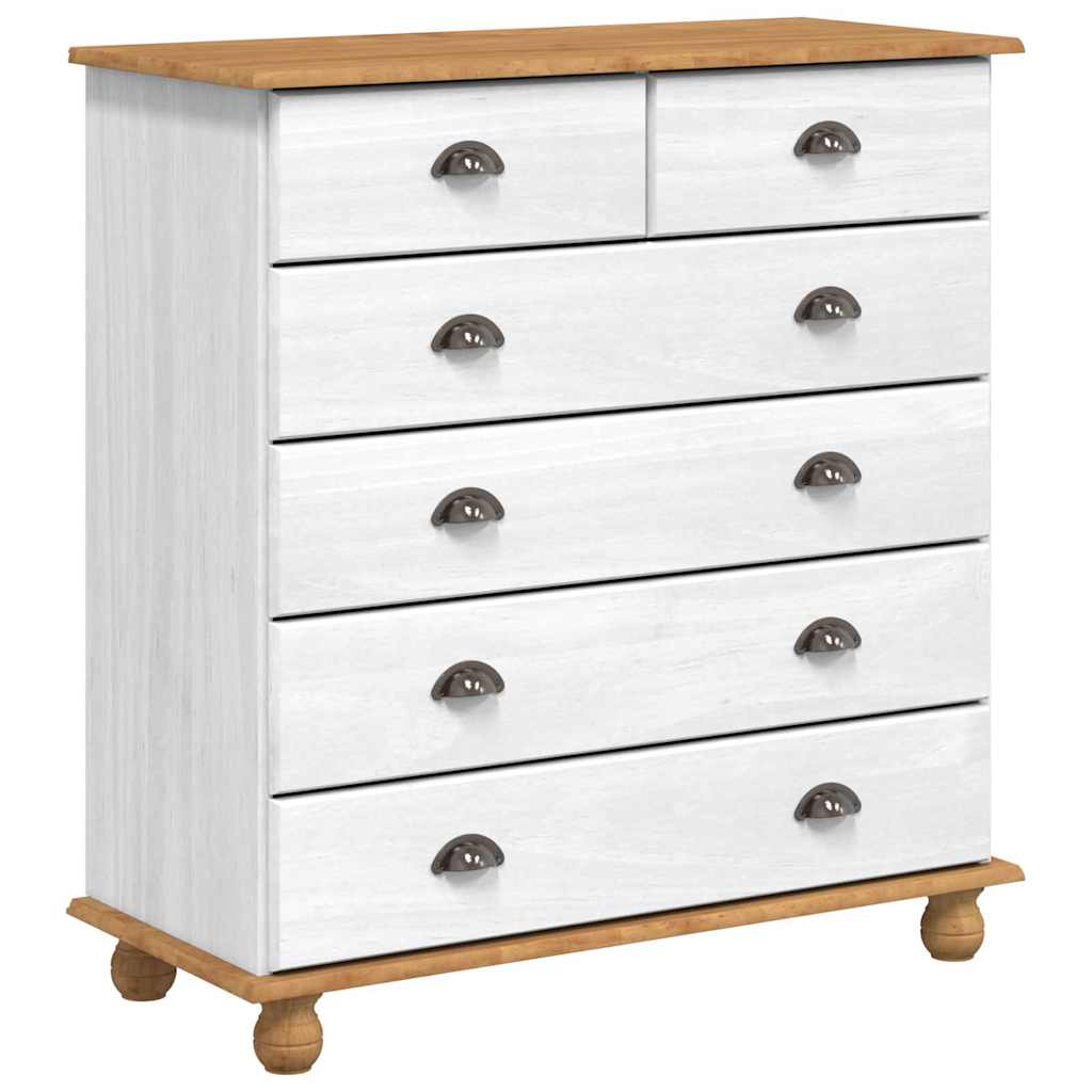 Chest of Drawer ASKIM White 91 x 40 x 95.5 cm Solid Pine Wood