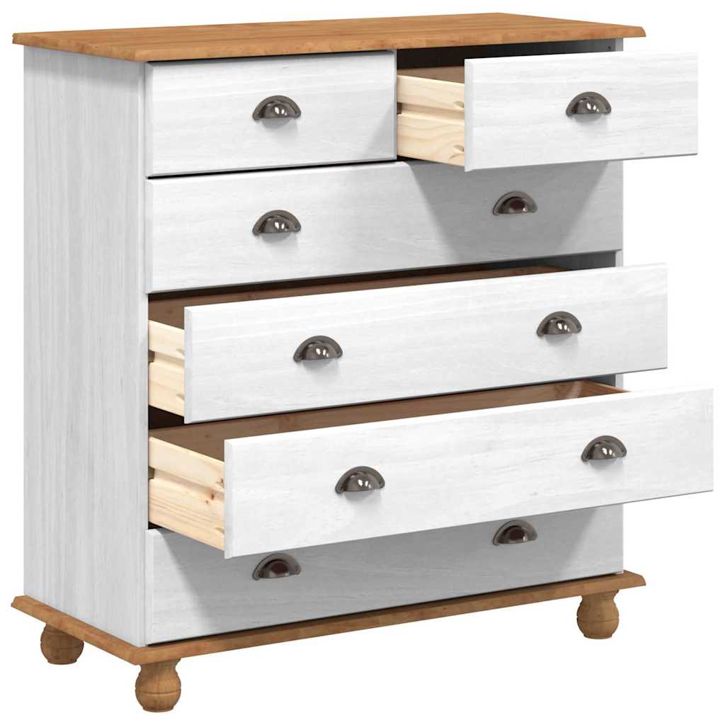 Chest of Drawer ASKIM White 91 x 40 x 95.5 cm Solid Pine Wood