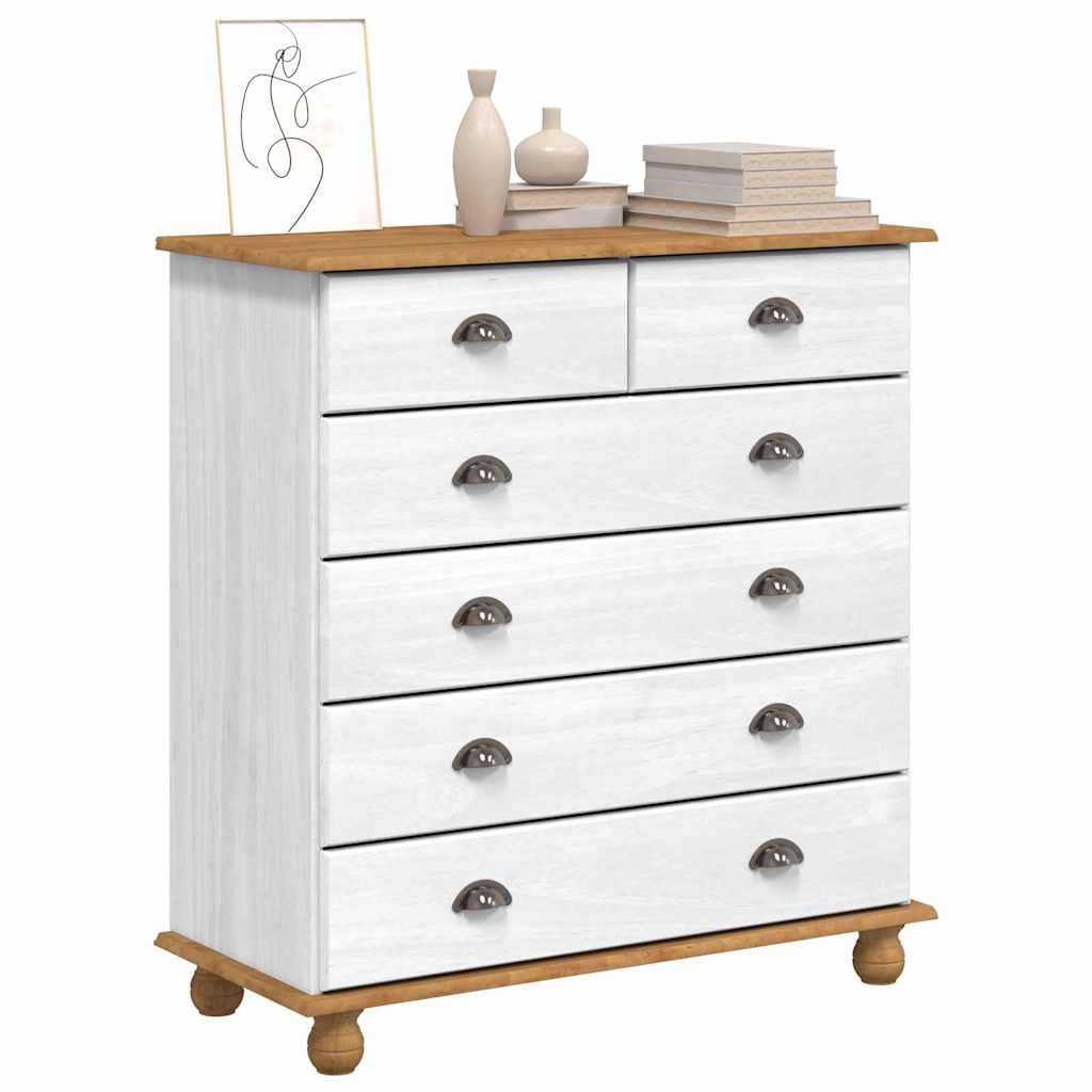 Chest of Drawer ASKIM White 91 x 40 x 95.5 cm Solid Pine Wood