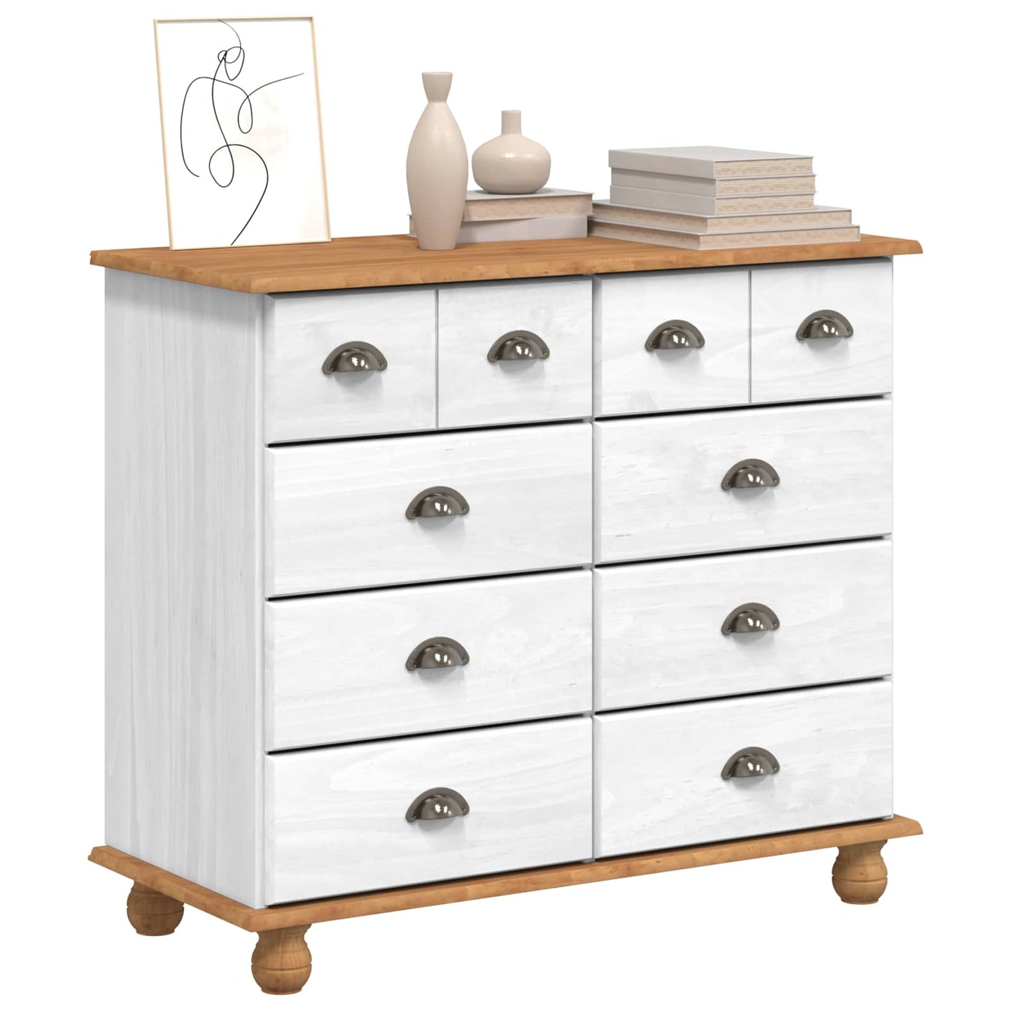 Chest of Drawer ASKIM White 91 x 40 x 79 cm Solid Pine Wood
