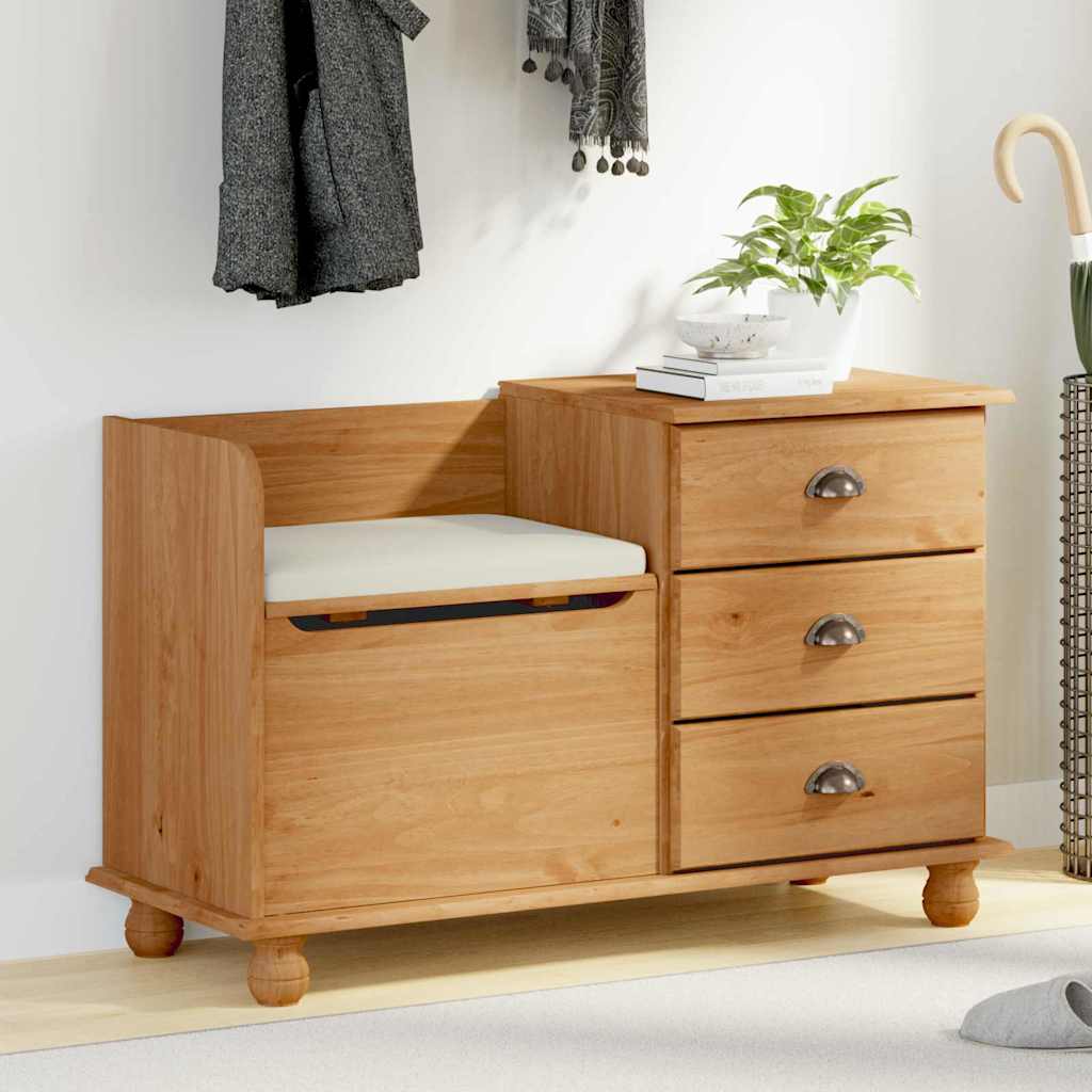 Storage Bench ASKIM Brown 100 x 39 x 62 cm Solid Pine Wood