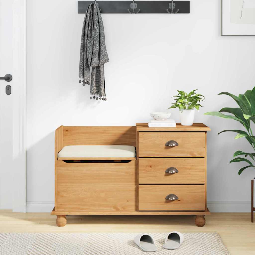 Storage Bench ASKIM Brown 100 x 39 x 62 cm Solid Pine Wood
