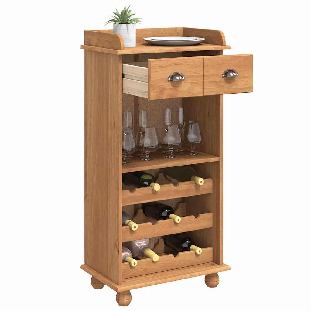 Wine Cabinet ASKIM Honey Wax 57 x 37 x 114 cm Solid Pine Wood