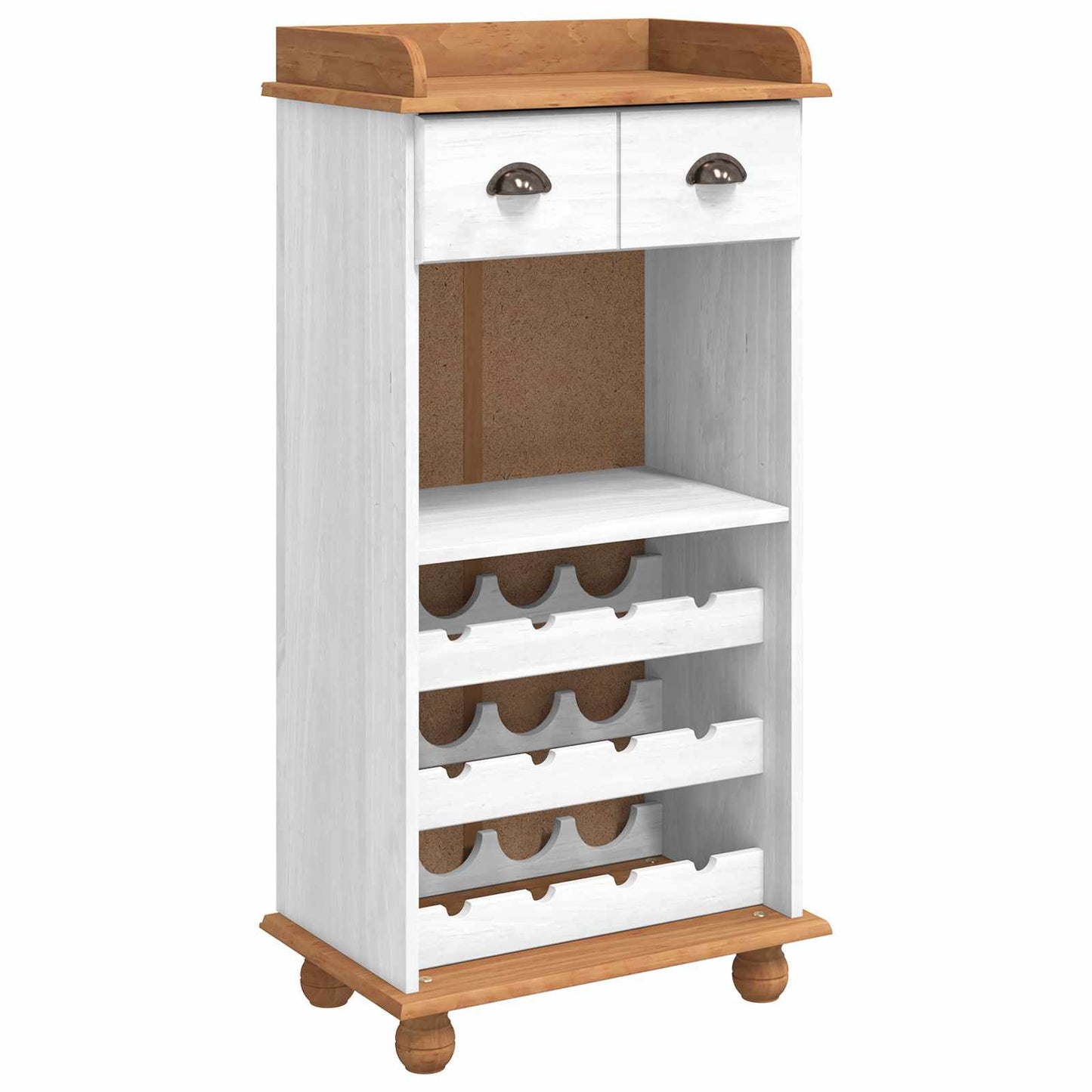 Wine Cabinet ASKIM White with Honey Top 57 x 37 x 114 cm