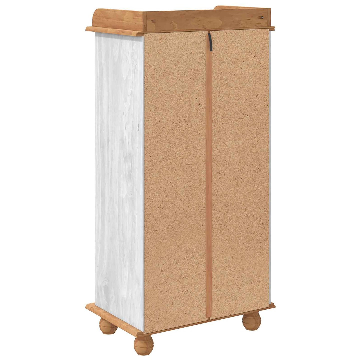 Wine Cabinet ASKIM White with Honey Top 57 x 37 x 114 cm