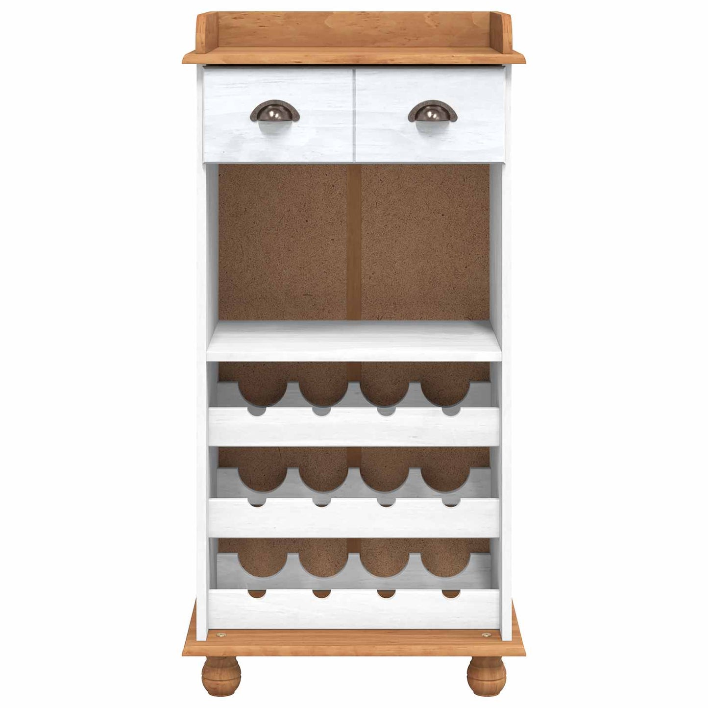 Wine Cabinet ASKIM White with Honey Top 57 x 37 x 114 cm