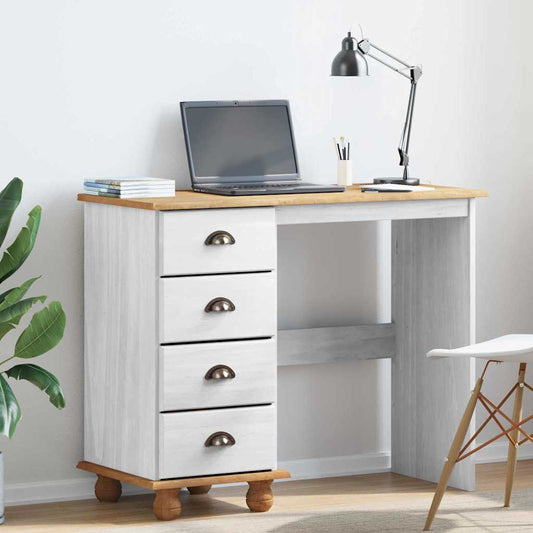 Writing Desk ASKIM White 95 x 40 x 75 cm Solid Pine Wood