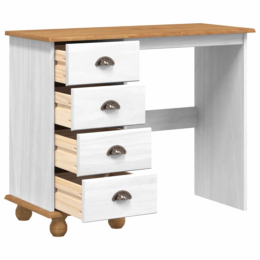 Writing Desk ASKIM White 95 x 40 x 75 cm Solid Pine Wood