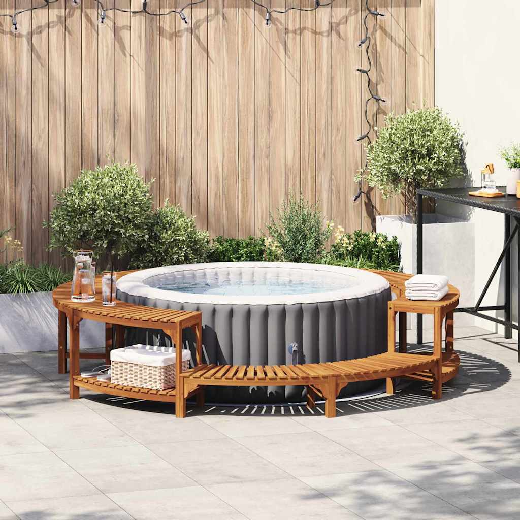 Hot Tub Surround Brown Ø255 x 55.5 cm Solid Acacia Wood