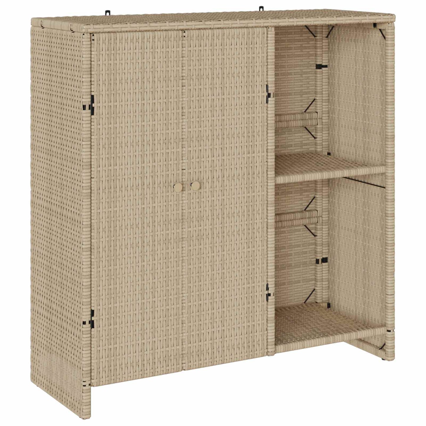 Storage Cabinet with Shelf Beige 100 x 36 x 102 cm Rattan