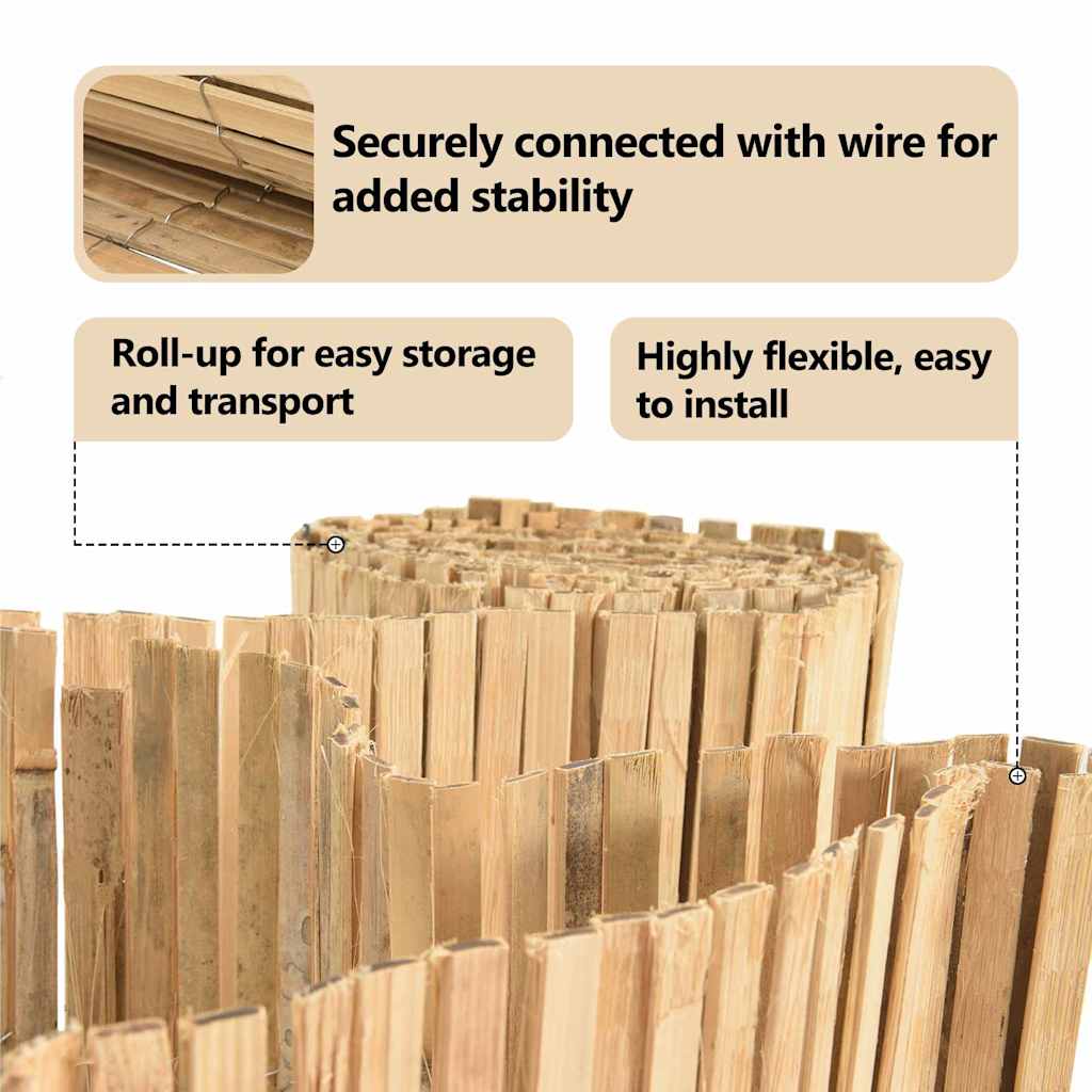 Bamboo Fence Natural 400 x 150 cm Bamboo