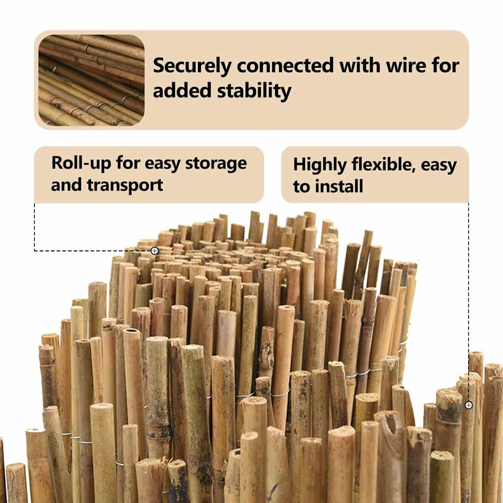 Bamboo Fence Natural 300 x 180 cm Bamboo