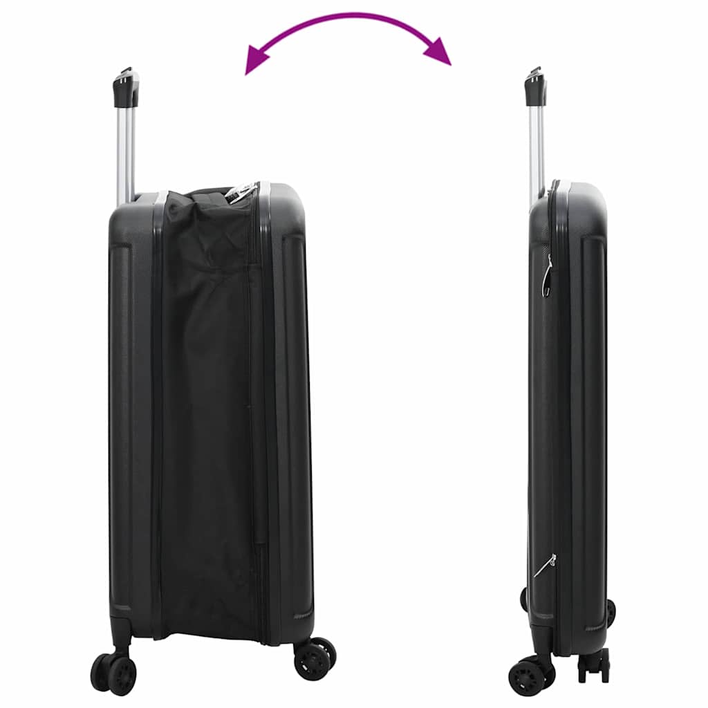 vidaXL Suitcase Folding with Lock Black 43 x 27 x 66 cm ABS Plastic