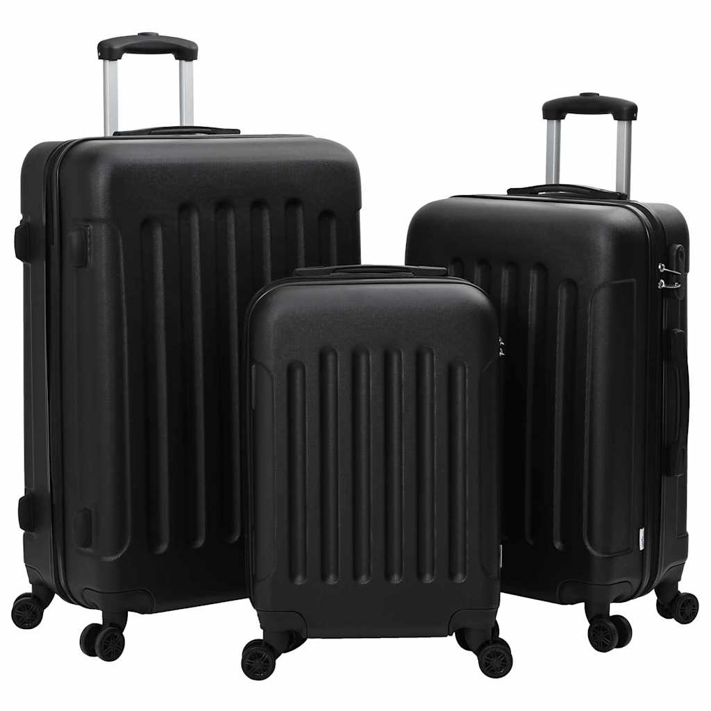 vidaXL Suitcase Set 3 pcs Black 50 x 31 x 78 cm ABS Plastic, Steel