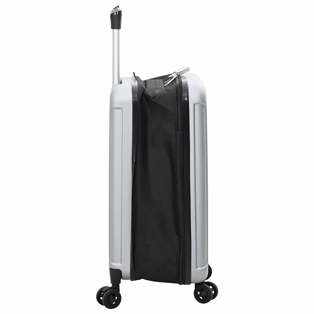 vidaXL Suitcase Folding with Lock Silver 34 x 23 x 55.5 cm ABS Plastic