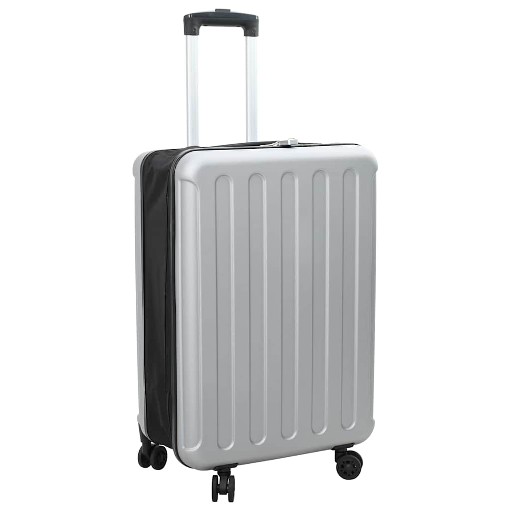 vidaXL Suitcase Folding with Lock Silver 43 x 27 x 66 cm ABS Plastic