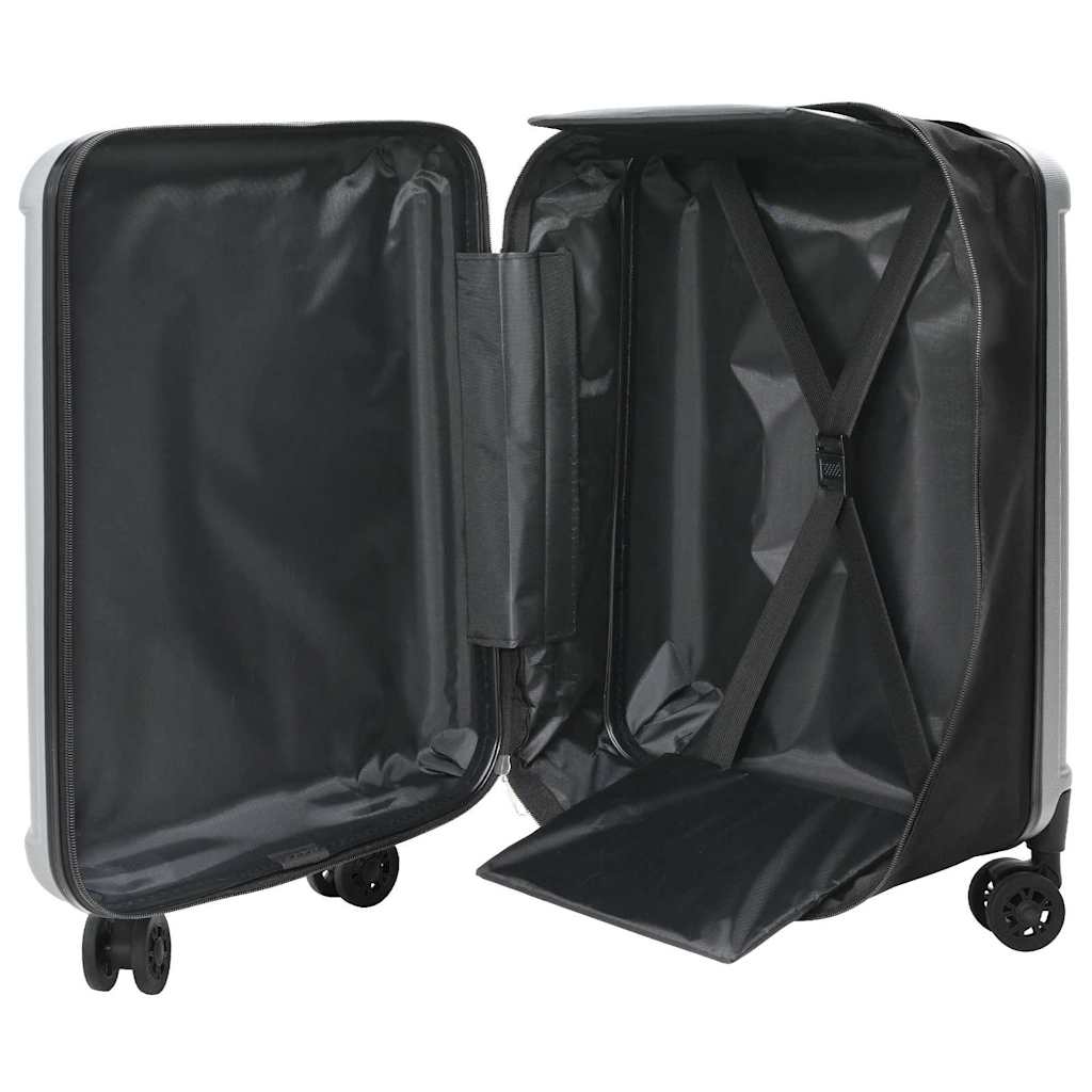 vidaXL Suitcase Folding with Lock Silver 43 x 27 x 66 cm ABS Plastic