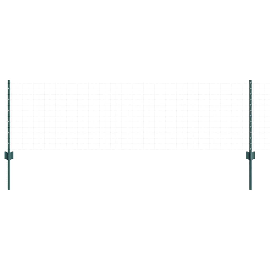 Embedded Fence Post 11 pcs Green 100 cm Powder-Coated Steel