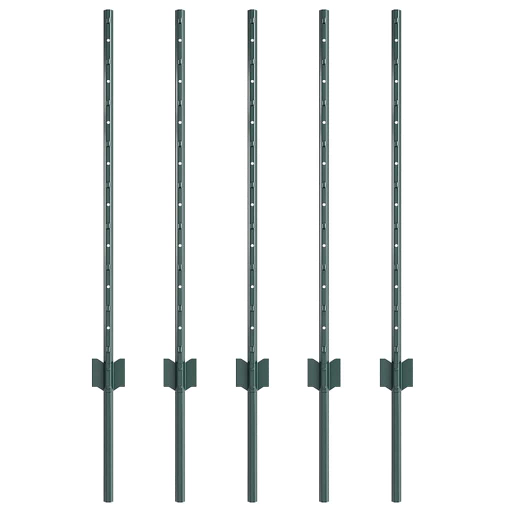Embedded Fence Post 5 pcs Green 120 cm Powder-Coated Steel