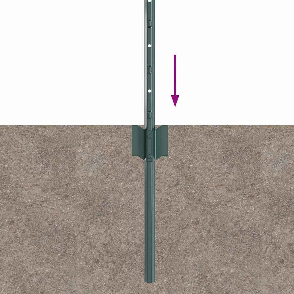 Embedded Fence Post 5 pcs Green 120 cm Powder-Coated Steel