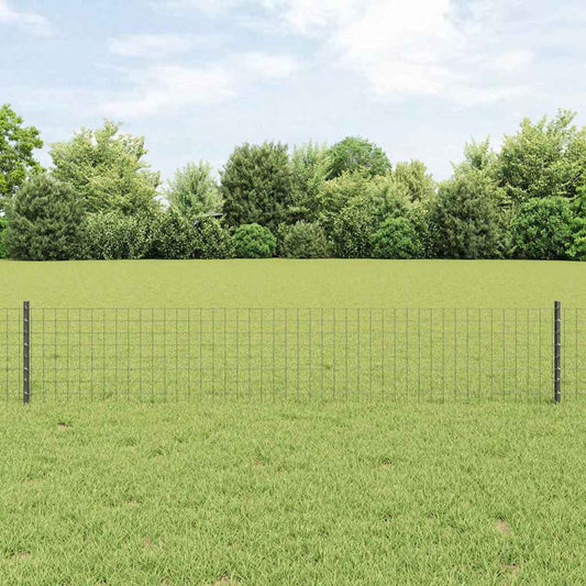 Embedded Fence Post 5 pcs Grey 80 cm Powder-Coated Steel