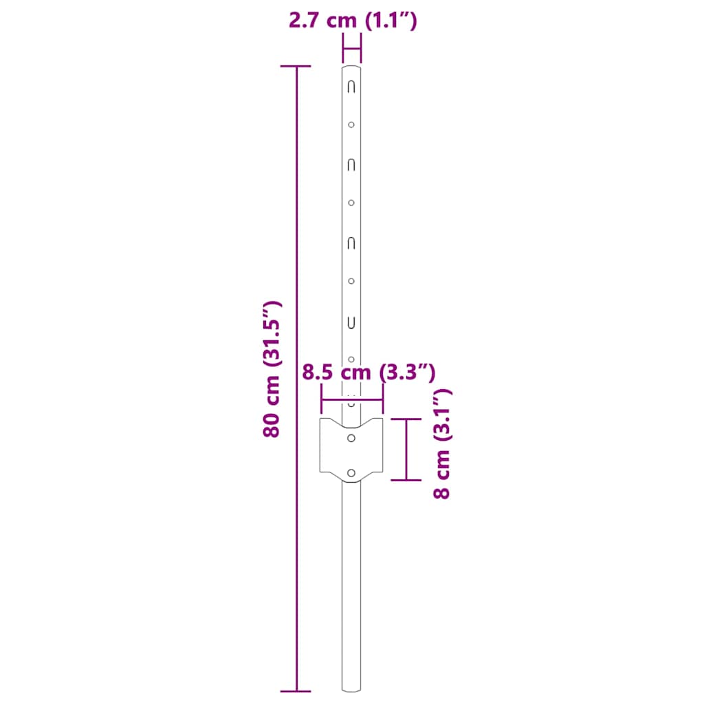 Fence Post 5 pcs Grey 40 cm Steel
