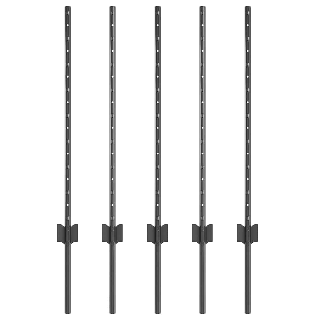 Fence Post 5 pcs Grey 80 cm Steel
