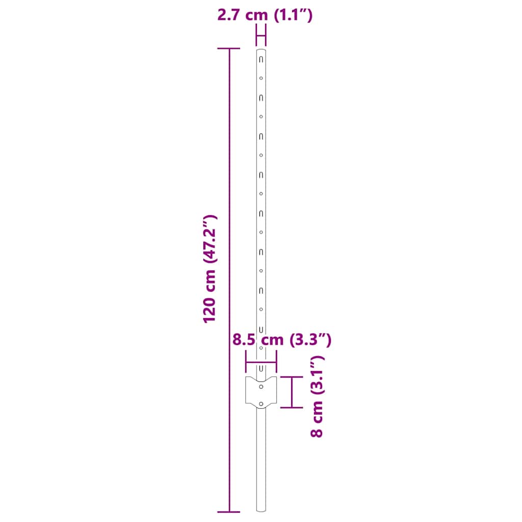 Fence Post 5 pcs Grey 80 cm Steel