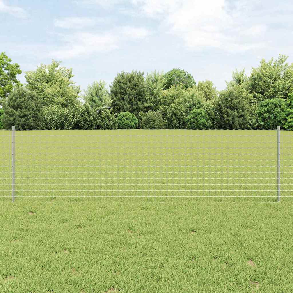Embedded Fence Post 11 pcs Silver 100 cm Powder-Coated Steel