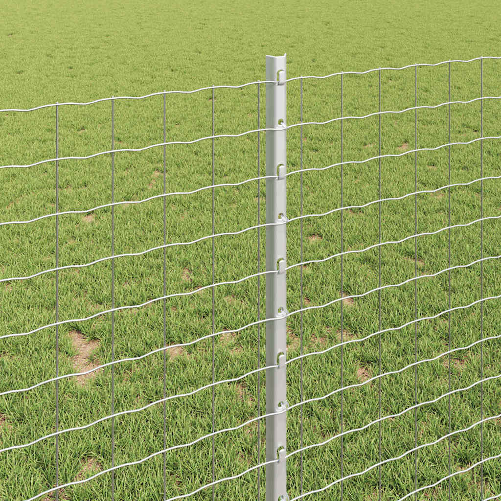 Embedded Fence Post 5 pcs Silver 140 cm Powder-Coated Steel